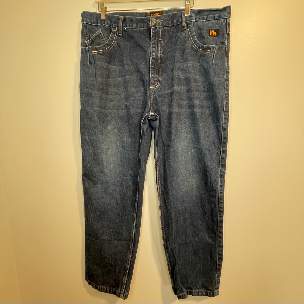 CAT2 FR Flame Resistant Blue Straight Jeans with Natural Fade